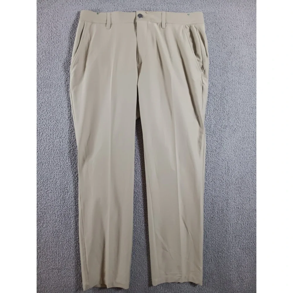 Adidas Golf Pants Mens 34x30 Beige Khaki Stretch Performance Flat Front